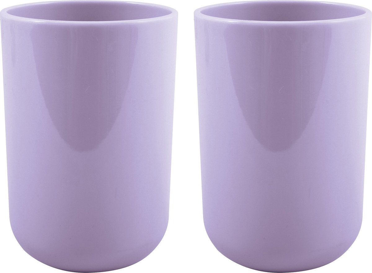 MSV Drinkbeker/limonadebeker - 4x - PS kunststof - lila paars - 490 ml - camping bekers