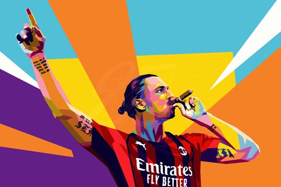 Zlatan Poster | Zlatan Ibrahimovic | Ac Milan Poster | Zlatan Sigaar | 91x61cm | Geschikt om in te lijsten