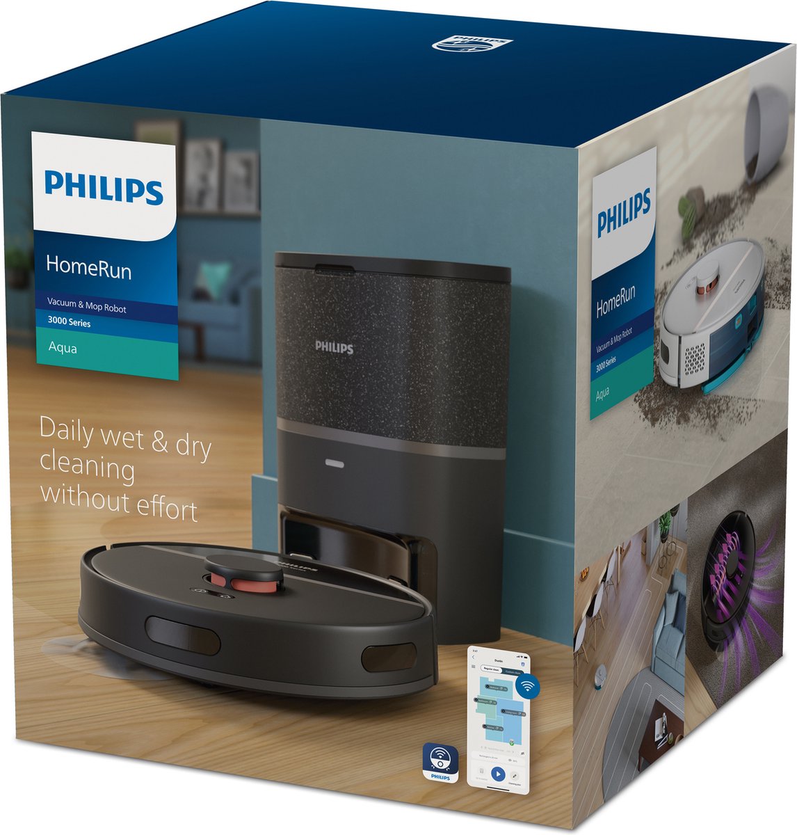 Philips HomeRun Aqua 3000 Series XU3100/01 - Robotstofzuiger met Dweilfunctie - Incl. Laadstation - Zwart / Metallic - App Connected — afbeelding 7