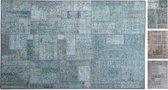 Tapis Patchwork Vintage - 170x240 - Blauw - Uniek - Handgemaakt Main - Poils Ras - Antidérapant - Naturel - Katoen - Cadeau Femme - Fête des Mères