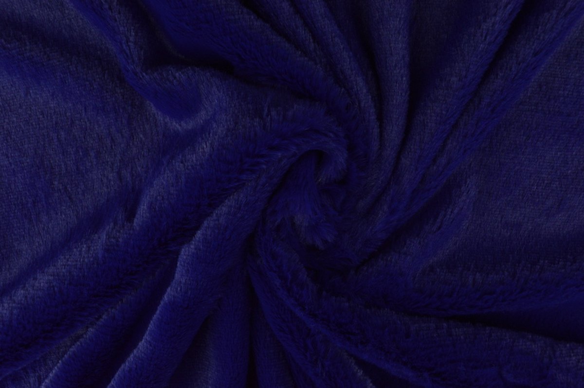 10 meter bont stof - Zacht - Donkerblauw - Pluche stof op rol