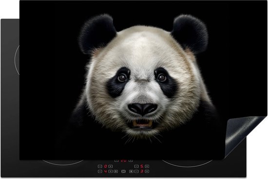 Kookplaataccessoires - Inductie beschermer - 80x52 cm - Inductie Afdekplaat - Anti Slip Mat - Dieren - Panda - Portret - Zwart - Inductiebeschermer - Voor kookplaat - Werkbladbeschermer - Keuken decoratie - Accessoires