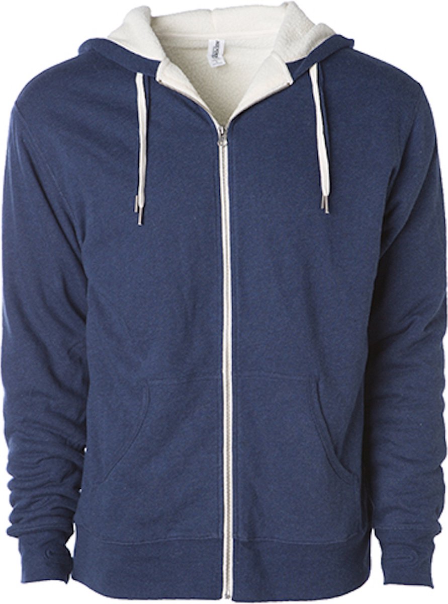 Independent Unisex Sherpa Lined Zip Hooded Jacket Heather Marineblauw