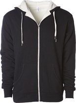 Unisex Sherpa Lined Zip Hoodie Black - XXL