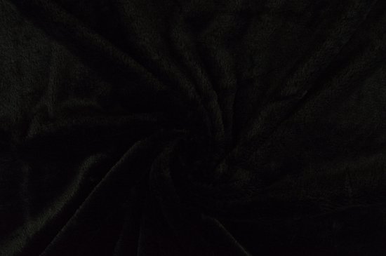 10 mètres de tissu fourrure - Doux - Zwart - Tissu peluche op rol