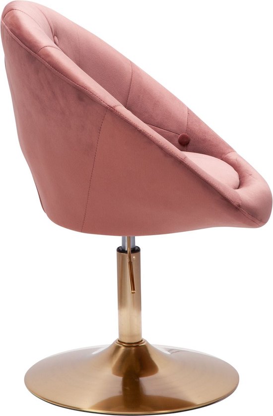 ML-Design fluwelen eetkamerstoel, roze, woonkamerstoel met ronde rugleuning
