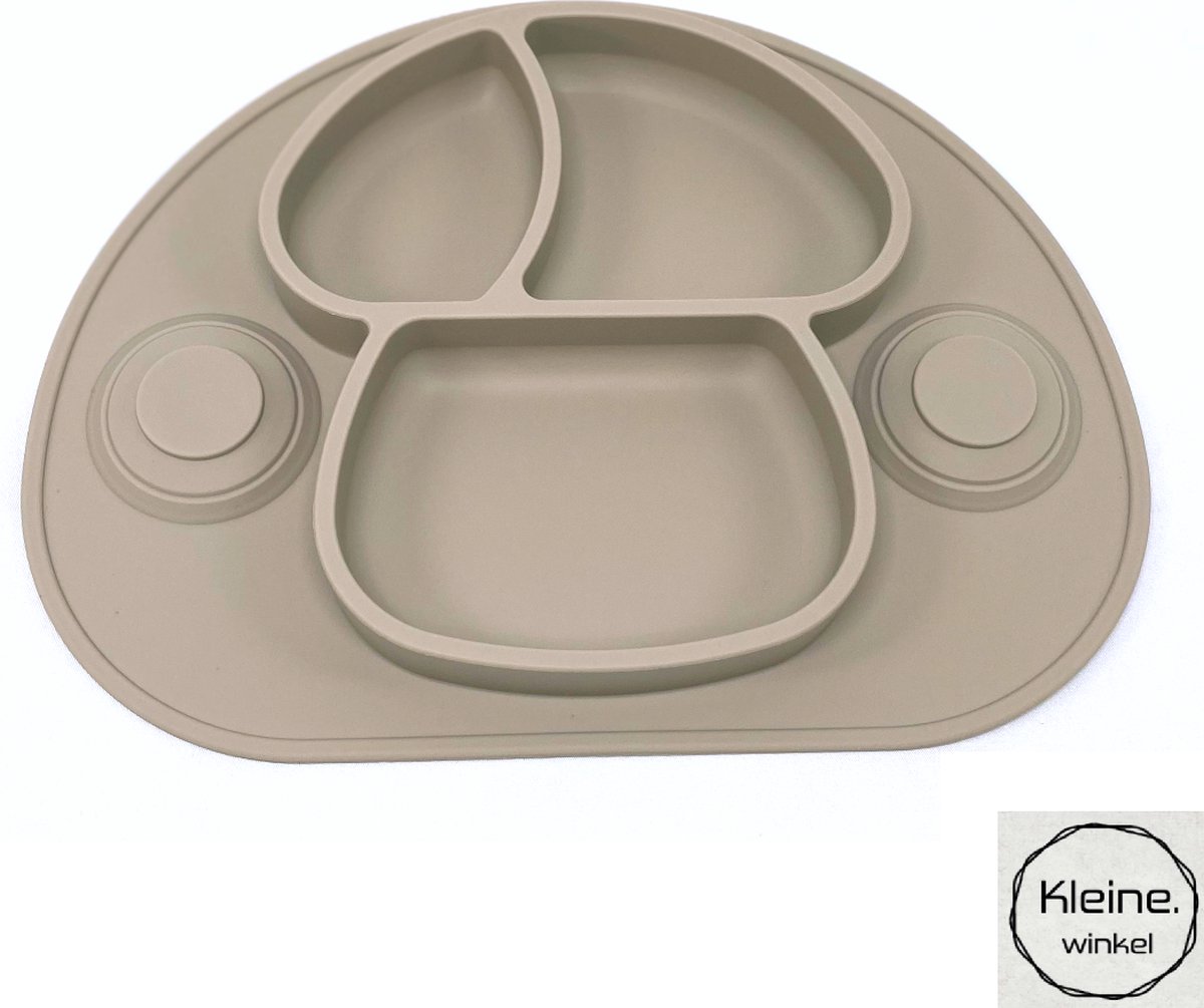Goedkoopste Placemat voor kinderen - kinderservies - baby bordje - 2 zuignappen - siliconen antislip - beige