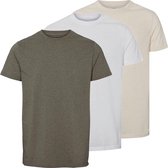 Kronstadt Heren T-shirts 3-Pack (Maat S) Grijs/Beige/Wit - Casual effen shirts