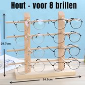 Allernieuwste.nl® Brillendisplay Hout voor 8 Brillen en Zonnebrillen - Houten Brillen Standaard Display Opberg Hout - 8 Brillen