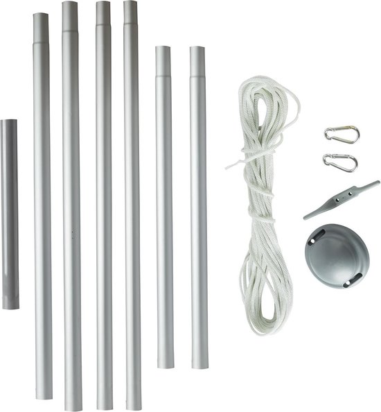 BRUBAKER Mât De Drapeau 6m Aluminium Avec Drapeau Des États-Unis Et Boule Dorée - Kit Complet Jardin & Camping