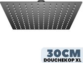 EcoRain© Regendouchekop Tyler 30 CM Vierkant - Waterbesparende Douchekop - Hoge Druk - Groot - Regendouche - RVS - Zwart