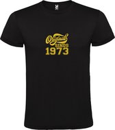 Zwart T-Shirt met “Original Sinds 1973 “ Afbeelding Goud Size M