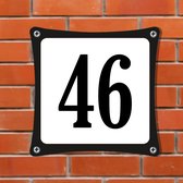 Namengigant Huisnummerbord Emaille-Look - Nummer 46 - Standaard - 10 x 10 cm | incl. schroeven