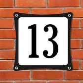 Namengigant Huisnummerbord Emaille-Look - Nummer 13 - Standaard - 10 x 10 cm | incl. schroeven