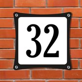 Namengigant Huisnummerbord Emaille-Look - Nummer 32 - Standaard - 10 x 10 cm | incl. schroeven