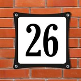 Namengigant Huisnummerbord Emaille-Look - Nummer 26 - Standaard - 10 x 10 cm | incl. schroeven