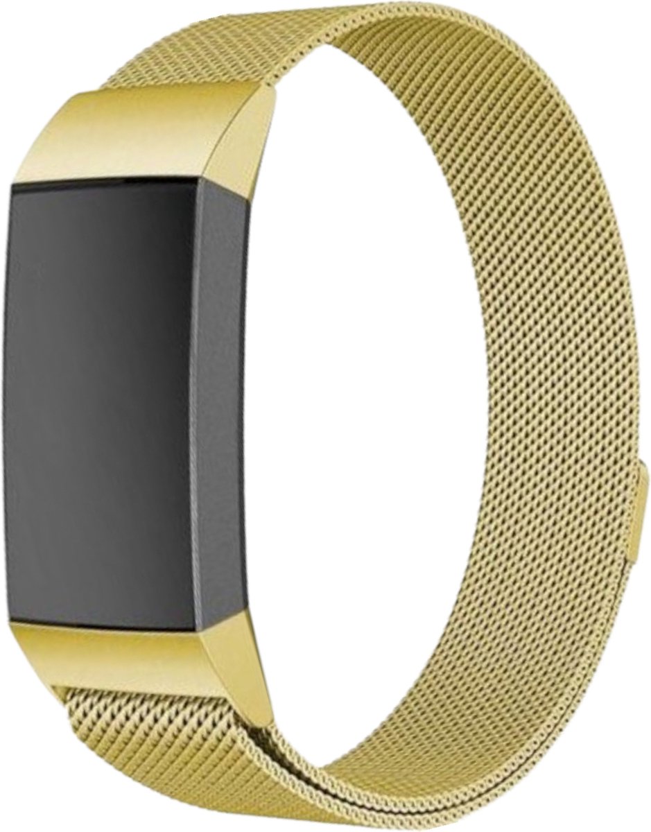 123watches milanese band - goud - SM - Geschikt voor Fitbit Charge 3 & 4