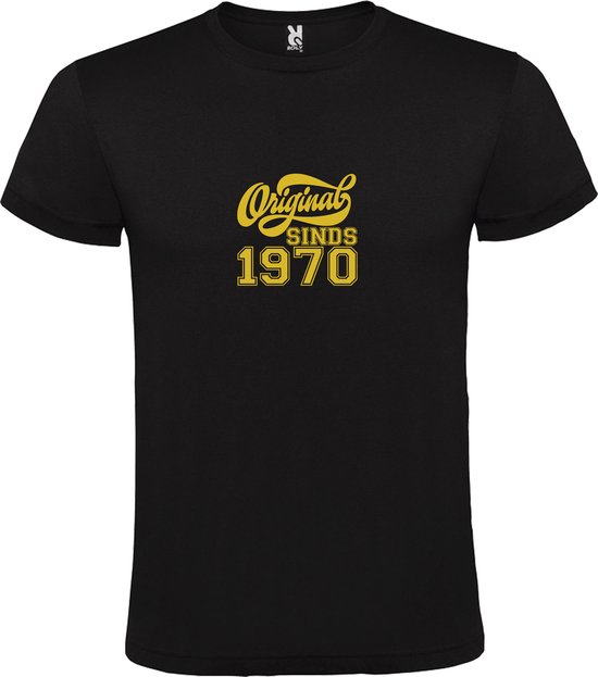 Zwart T-Shirt met “Original Sinds 1970 “ Afbeelding Goud Size XXXL