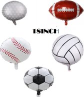 Ballen Ballonnen Set - Sport - 45x45cm - Teamsport - Winnen - Toernooi - Ballonnen - Helium Ballon - Folie Ballon - Kinderverjaardag - Thema feest - Golf - Honkbal - Rugby - Volleybal - Voetbal - Verjaardag - Folie ballon - Sport - Versiering