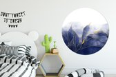 WallCircle - Stickers muraux - Cercle de papier peint - Marbre - Blauw - Aspect marbre - Or - Texture - 120x120 cm - Cercle mural - Autocollant - Papier peint autocollant rond XXL
