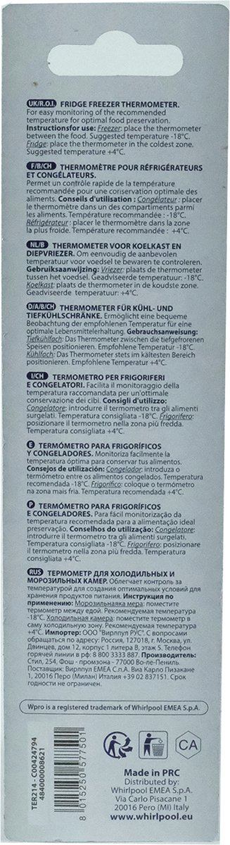 Thermomètre réfrigérateur Wpro TER214