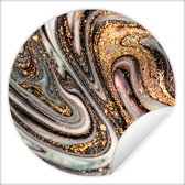 WallCircle - Stickers muraux - Cercle de papier peint - Aspect marbre - Goud - Glitter - Luxe - Marbre - Wit - ⌀ 120 cm - Cercle mural - Autocollant - Sticker papier peint rond XXL