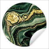 WallCircle - Stickers muraux - Cercle de papier peint - Marbre - Or - Glitter - Vert - Aspect marbre - Luxe - 120x120 cm - Cercle mural - Autocollant - Papier peint autocollant rond XXL