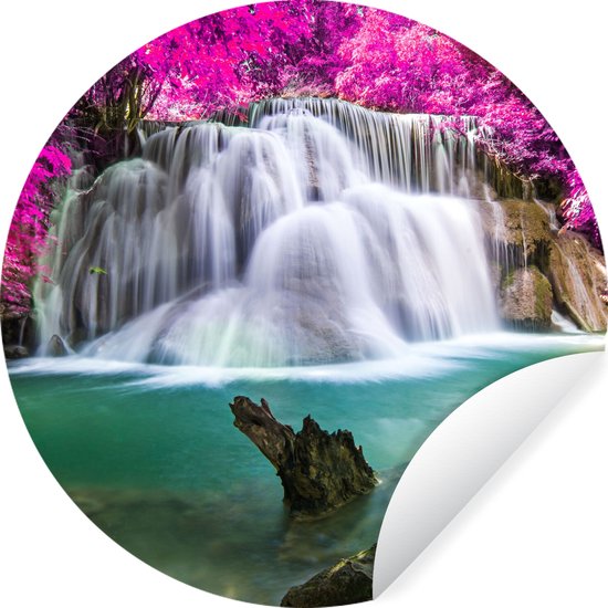 WallCircle - Stickers muraux - Cercle de papier peint - Cascade - Rose - Arbres - ⌀ 30 cm - Cercle mural - Autocollant - Sticker papier peint rond