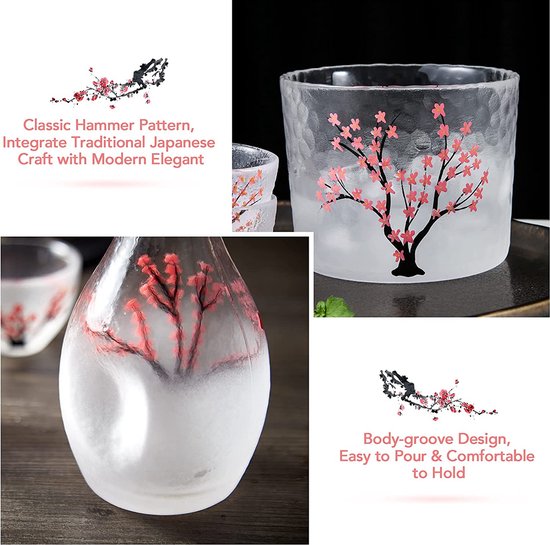 Sake Set Giftbox Rood Sakura Handgemaakt - Ohira Set/5 - Totale Showroom Leegverkoop! Tot 80% Korting