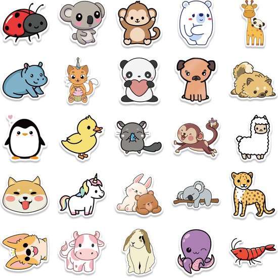 Schattige Dieren Stickers 50 Stuks - Animals Stickers