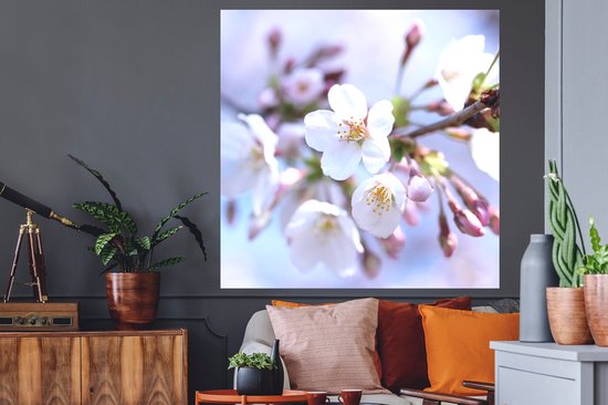 Stickers muraux - Film autocollant - Fleurs - Sakura - Branche - 120x120 cm - Film adhésif - Stickers muraux muraux Chambre d'enfant - Papier peint autocollant XXL - Papier peint autocollant - Film autocollant