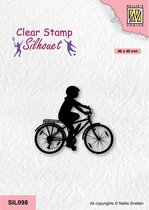 SIL098 Nellie Snellen clearstamp - Silhouette stamp sport Cycling - stempel fietser - jongen op fiets - mountainbike