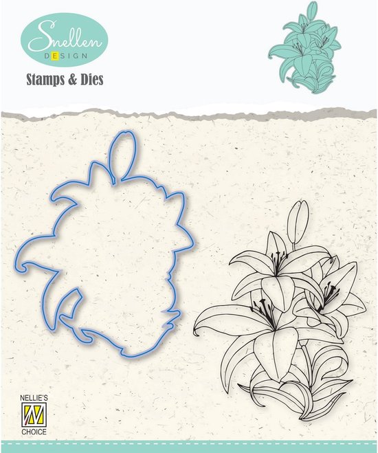 Foto: Hdcs005 nellie snellen flowers die cut clearstamp set lily lelie 62x78mm snijmal stempel