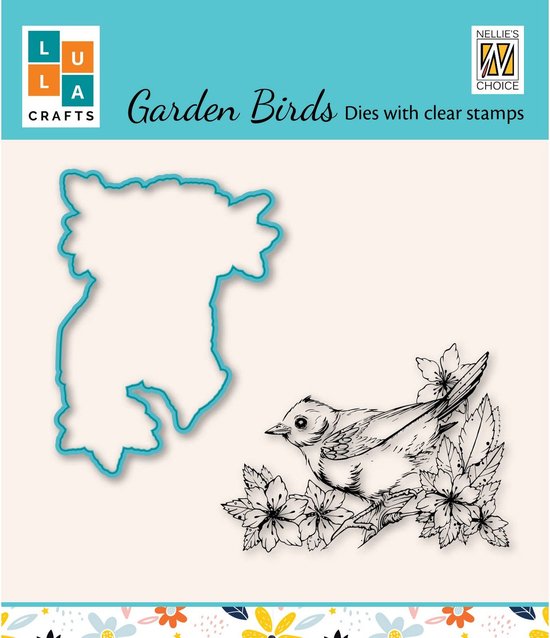 HDCS010 - poinçon + tampon - Nellie Snellen - ensemble fleurs d'oiseaux printaniers - découpe avec oiseau clearstamp