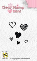 MAFS010 Mini clearstamp Nellie Snellen - stempel hearts - hartjes harten
