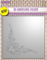 EF3D006 Nellie Snellen 3D Embossingfolder - corner ponsietta - embossing mal folder - hoek kerstroos 150x150mm