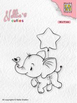 NCCS011 - Nellie Snellen clearstamp - Nellies Cuties - stempel olifant met ster ballon - baby - kerst - geboorte