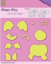 SDL031 Nellie Snellen snijmal - Lene Design - Baby-serie "build-up elephant" olifant