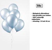 50x Ballonnen 12 inch pearl licht blauw 30cm - biologisch afbreekbaar - Festival feest party verjaardag landen helium lucht thema