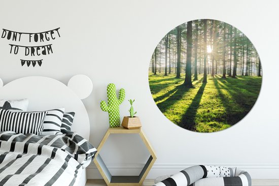 WallCircle - Stickers muraux - Cercle Papier Peint - Arbres - Nature - Forêt - 120x120 cm - Cercle Mural - Auto Adhésif - Sticker Papier Peint Rond XXL