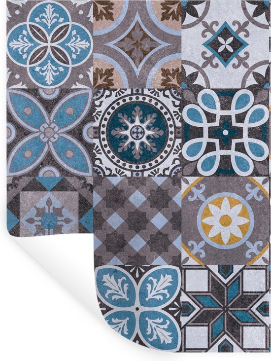 FunStick Blauw en Wit Bloemen Behang Zelfklevend Plastic Bloemen
