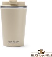 RVS Koffie To Go beker - Thermosbeker - Beige - 450 ml - Theebeker - Lekvrij * GRATIS Personalisatie mogelijk *