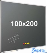 Krijtbord PRO - Magnetisch - Schoolbord - Eenvoudige montage - Geëmailleerd staal - Grijs - 100x200cm -