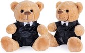 BRUBAKER Teddybeer Bruidegomstel - Homohuwelijk - Cadeau voor Huwelijk en Verloving - Huwelijkscadeau voor Mannen - Knuffeldieren Mannenpaar - 25 cm