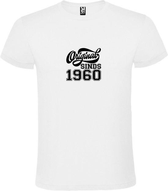 Wit T-Shirt met “Original Sinds 1960 “ Afbeelding Zwart Size XS