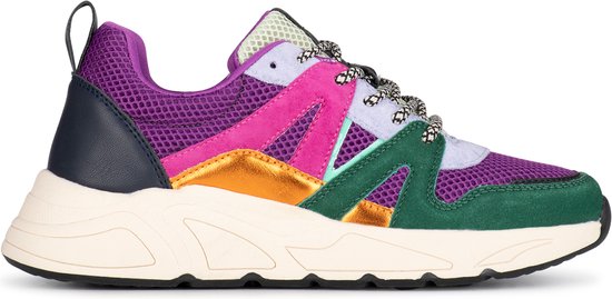 POSH by Poelman CAROCEL Dames Sneakers - Donker groen met roze - Maat 37 |  bol