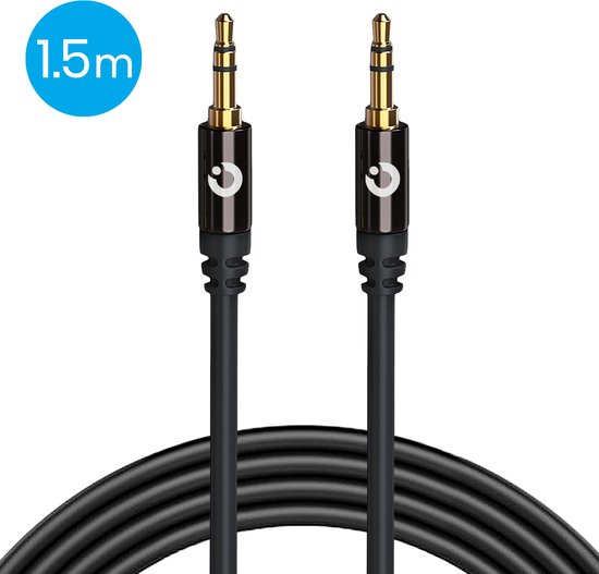 Câble Jack Audio Stéréo LifeGoods 3,5 mm - Câble AUX Plaqué Or - Mâle à  Mâle - Noir 