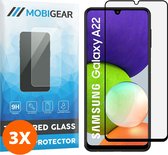 Mobigear Screenprotector geschikt voor Samsung Galaxy A22 4G Glazen | Mobigear Premium Screenprotector - Case Friendly - Zwart (3-Pack)