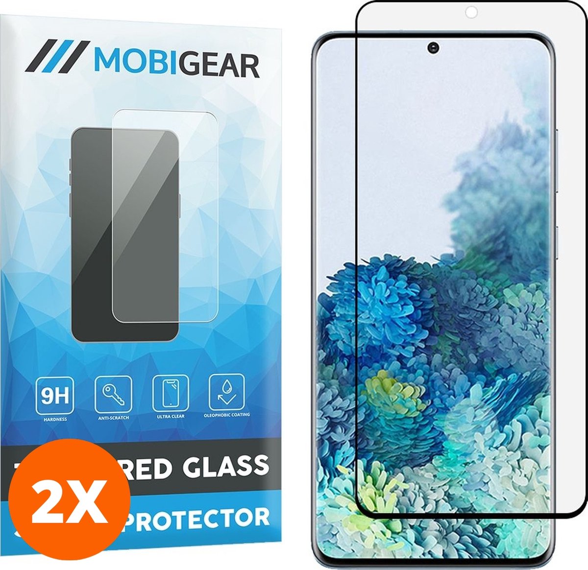 Mobigear Screenprotector geschikt voor Samsung Galaxy S20 Plus Glazen | Mobigear Curved Screenprotector - Case Friendly - Zwart (2-Pack)
