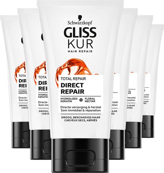 Schwarzkopf - Gliss - Total Repair Direct Repair - Haarverzorging - Voordeelverpakking - 6 x 150 ml